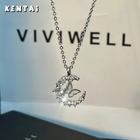 KENTAI สร้อยคอผีเสื้อเพชรมงกุฎดวงจันทร์พร้อมดีไซน์เกล็ดหิมะสำหรับผู้หญิง