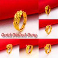 New 24K Gold Plated Vietnam Sand Gold Ring For Women Women's Rose Ring Imitation Jewelry