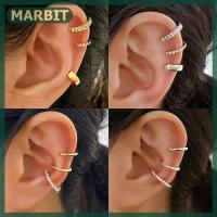 MARBIT 3ชิ้นที่หนีบหูคริสตัลเพทายที่ละเอียดอ่อนต่างหูแบบไม่เจาะหูคลิปหนีบหูเทียมสำหรับเครื่องประดับผู้หญิง