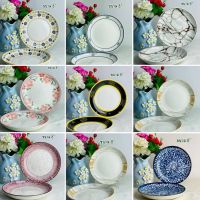 จานเซรามิก 8 นิ้ว จานลายคราม  ลายไทยสีน้ำเงิน จาน ชาม ราคาถูกๆ ทำจากเซรามิกเนื้อหนา เข้าไมโครเวฟได้