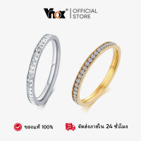 Vnox แฟชั่นทองเงินสีผู้หญิงแหวนสัญญาแต่งงานคริสตัล Filled Slimming สแตนเลสแหวนของขวัญ Alliance