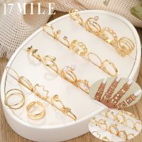 เครื่องประดับสำหรับผู้หญิงไข่มุกเกลียวแหวนแห่งความรักทอง17ไมล์22ชิ้น/เซ็ต