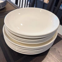 จานกระเบื้องสีขาว 6-10 นิ้ว เข้าไมโครเวฟได้ จานสีขาวมินิมอล จานใบบัวลึกสีขาว