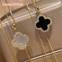 LunaShine  โคลเวอร์สี่แฉกแฟชั่นของผู้หญิงกลิ่นหอมขนาดเล็กสร้อยคอบอกนิสัยซอกสร้อยทองโซ่ไหปลาร้า