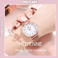 [จัดส่งในกทม] แฟชั่นเกาหลี กลม นาฬิกาคู่ ข้อมือผู้หญิง สายนาฬิกาโลหะ กุหลาบทอง เรียบง่าย เครื่องประดับแฟชั่น คุณภาพสูง