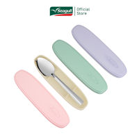 [มี4สีให้เลือก] Seagull ชุดช้อนส้อมพร้อมกล่องพลาสติก ข้าวไทย