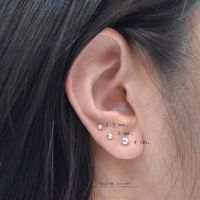 ต่างหูหมุด เงินแท้ 925 [ ตัวเรือนตอก 925 ไม่ลอก ไม่คัน ไม่แพ้ ] ต่างหูเงินแท้