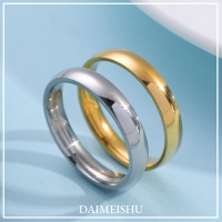 DAIMEISHU แหวนเหล็กไทเทเนียมที่สง่างามสำหรับคู่รักการออกแบบทางเรขาคณิตที่เรียบง่ายทันสมัยและทนทาน