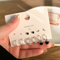 6ชิ้นหวานเย็นสไตล์เวอร์ชั่นเกาหลีแฟชั่นหลากหลายทุกการแข่งขันอินรักโบว์บัตรต่างหูเหมาะสําหรับทุกฤดูกาลหญิงเครื่องประดับ