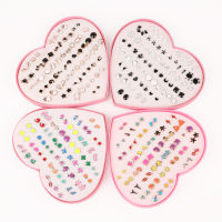 36แพ็คคู่ชุดผสมต่างหูเม็ดกลมสร้างสรรค์แบบเกาหลีการ์ตูนสัตว์หัวใจดอกไม้โบว์แมวต่างหูน่ารักเครื่องประดับสำหรับหญิง